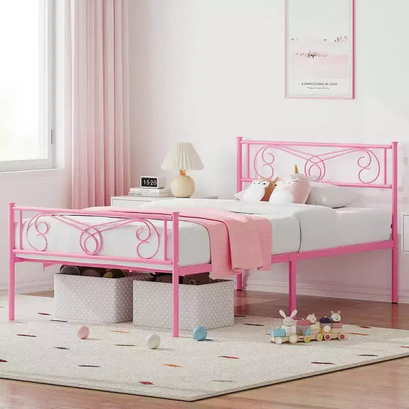 Telaio del letto a piattaforma con testiera e pediera, base per materasso senza bisogno di rete, antirumore, montaggio semplice