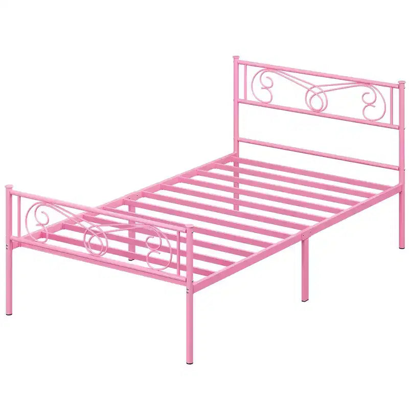 Telaio del letto a piattaforma con testiera e pediera, base per materasso senza bisogno di rete, antirumore, montaggio semplice