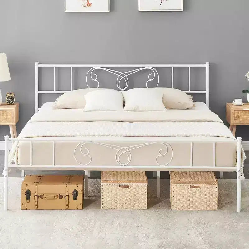 Telaio del letto a piattaforma con testiera e pediera, base per materasso senza bisogno di rete, antirumore, montaggio semplice