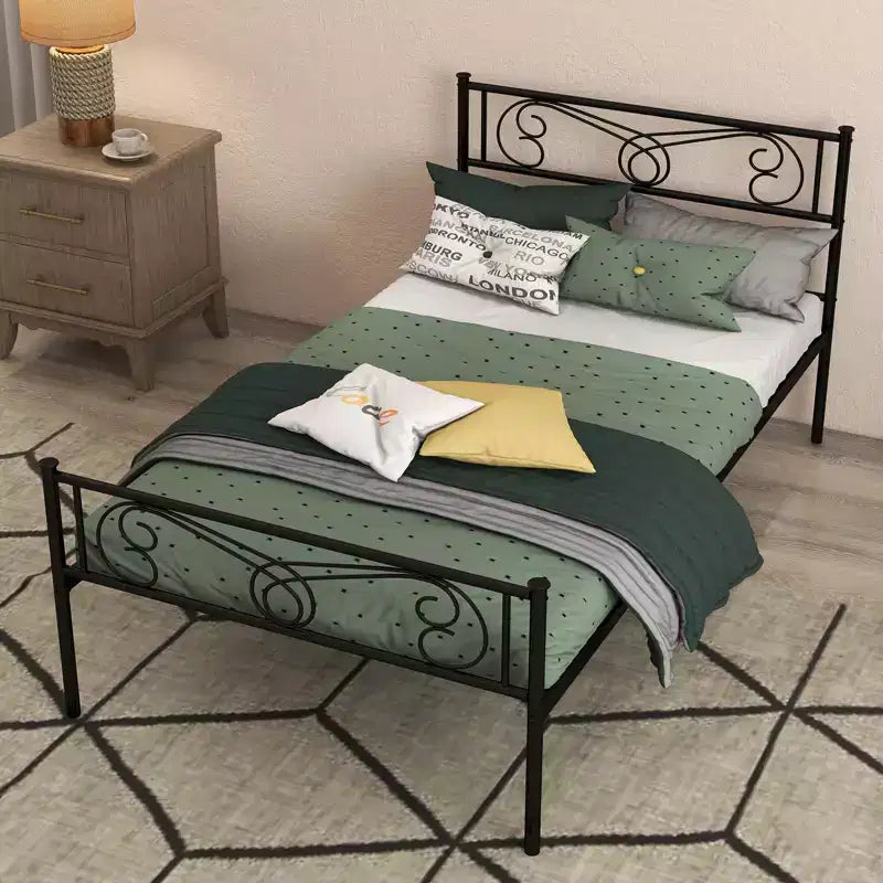 Telaio del letto a piattaforma con testiera e pediera, base per materasso senza bisogno di rete, antirumore, montaggio semplice