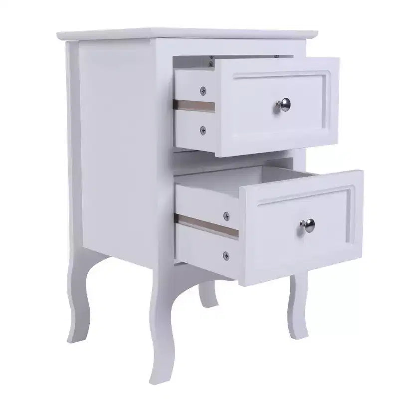 Karl Home Comodini a 2 cassetti in MDF bianco, larghi 40 cm