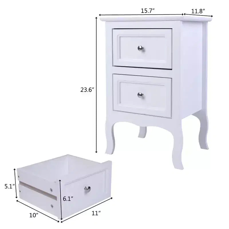 Karl Home Comodini a 2 cassetti in MDF bianco, larghi 40 cm