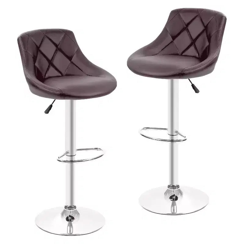 BestMassage Lot de 2 tabourets de bar en cuir PU, chaises de bar réglables en hauteur