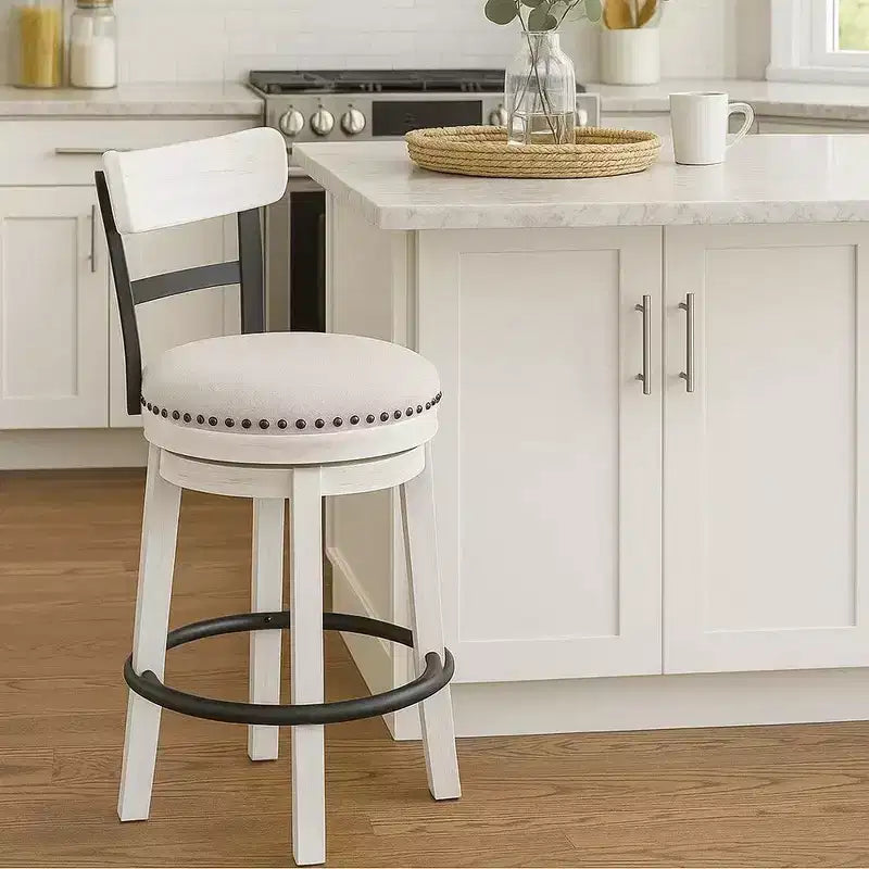 Royal Hampton Swivel 24.5 Counter Stool Chair | Nailhead Trim | Curved Back
