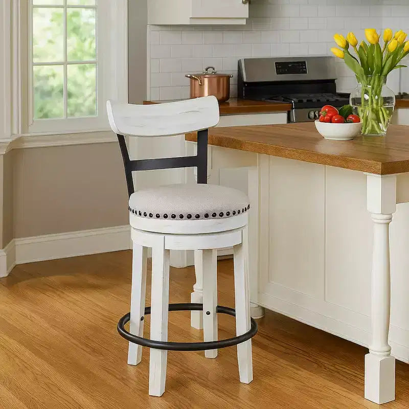 Sgabello da bancone Royal Hampton Swivel 24.5 | Rivetto decorativo | Schienale Curvo