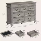 GustoWave Cassettiera in Legno, Cassettiera a 9 Cassetti con Ampia Unità di Archiviazione e Maniglie in Metallo Vintage per Camera da Letto, Soggiorno, Ingresso