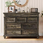 GustoWave Wooden Dresser, 9 Drawer Dresser with Large Storage Unit & Vintage Metal Handles for Bedroom, Living Room, Entrance
