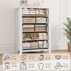Zstar Farmhouse Cassettiera a 5 cassetti per camera da letto, cassettiera alta 115 cm, cassettiera verticale con contenitore autoportante, cassettiera in legno per camera da letto