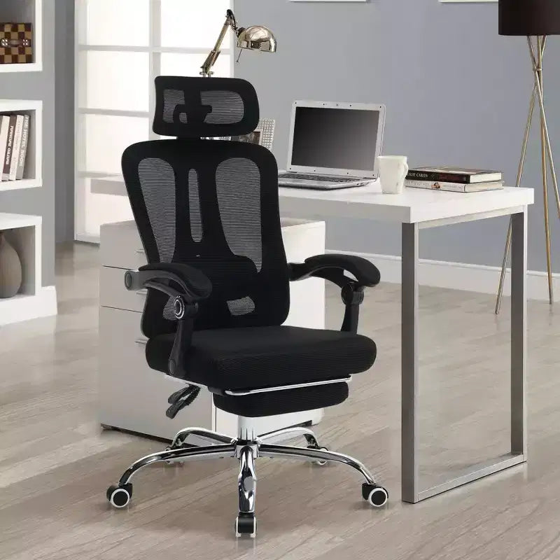 Sedia da ufficio ergonomica in rete, sedia da scrivania per computer da casa con poggiatesta e schienale regolabili, comodo supporto lombare con ruote girevoli a 360°