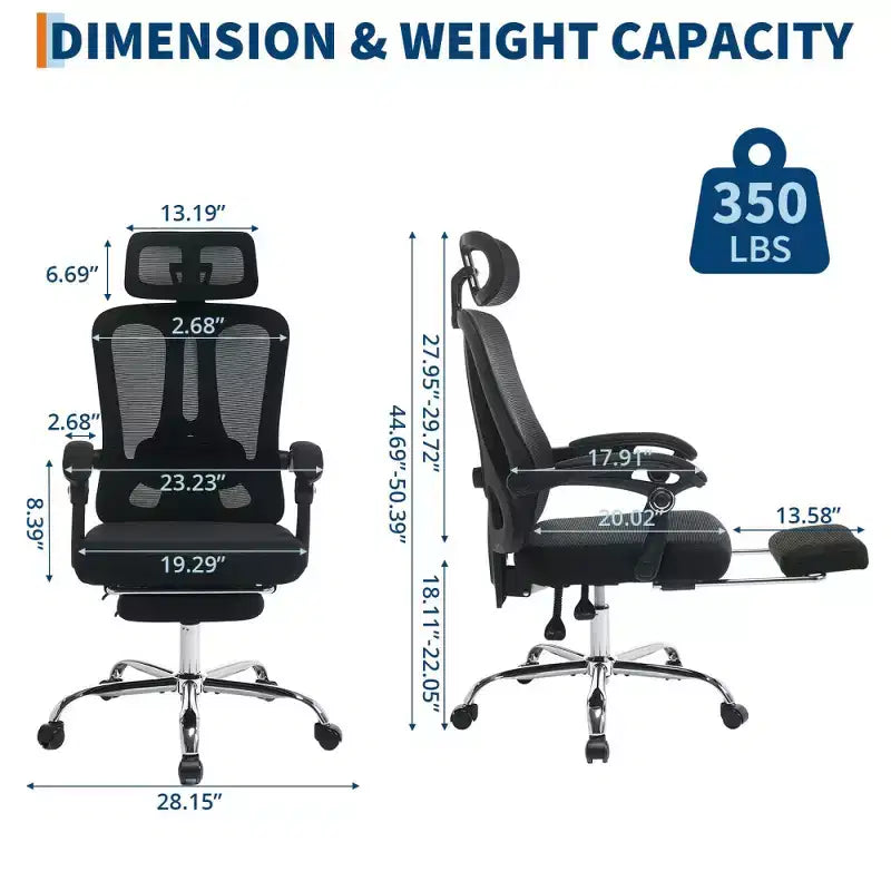 Sedia da ufficio ergonomica in rete, sedia da scrivania per computer da casa con poggiatesta e schienale regolabili, comodo supporto lombare con ruote girevoli a 360°