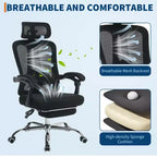 Sedia da ufficio ergonomica in rete, sedia da scrivania per computer da casa con poggiatesta e schienale regolabili, comodo supporto lombare con ruote girevoli a 360°