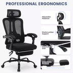 Sedia da ufficio ergonomica in rete, sedia da scrivania per computer da casa con poggiatesta e schienale regolabili, comodo supporto lombare con ruote girevoli a 360°