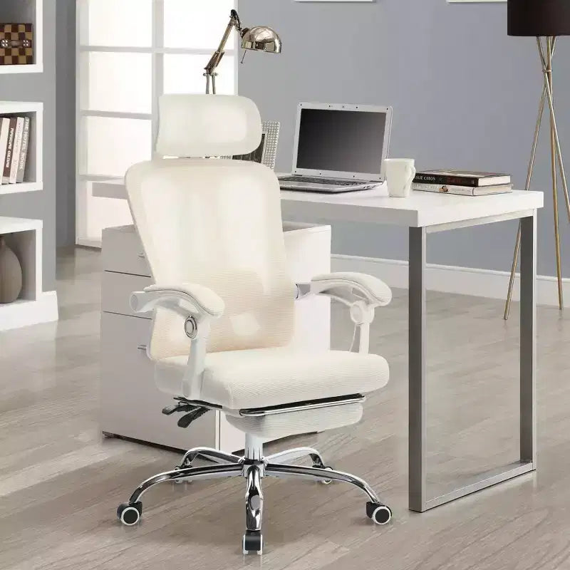 Sedia da ufficio ergonomica in rete, sedia da scrivania per computer da casa con poggiatesta e schienale regolabili, comodo supporto lombare con ruote girevoli a 360°