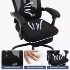 Sedia da ufficio ergonomica in rete, sedia da scrivania per computer da casa con poggiatesta e schienale regolabili, comodo supporto lombare con ruote girevoli a 360°