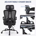 Sedia da ufficio ergonomica in rete, sedia da scrivania per computer da casa con poggiatesta e schienale regolabili, comodo supporto lombare con ruote girevoli a 360°
