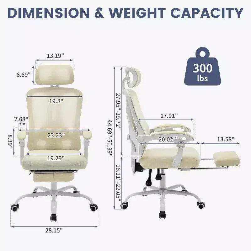 Sedia da ufficio ergonomica in rete, sedia da scrivania per computer da casa con poggiatesta e schienale regolabili, comodo supporto lombare con ruote girevoli a 360°