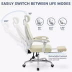 Sedia da ufficio ergonomica in rete, sedia da scrivania per computer da casa con poggiatesta e schienale regolabili, comodo supporto lombare con ruote girevoli a 360°
