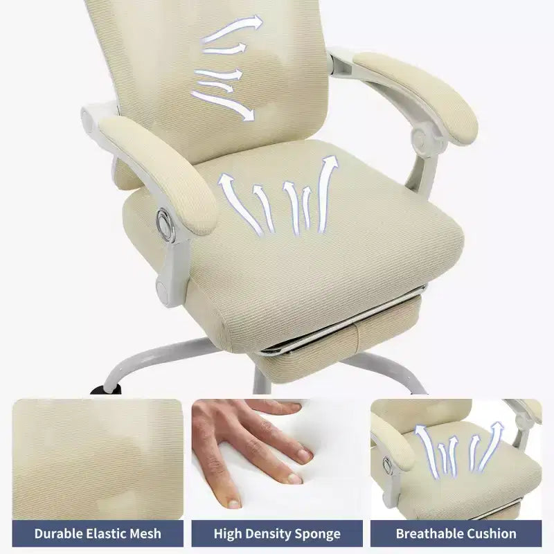 Sedia da ufficio ergonomica in rete, sedia da scrivania per computer da casa con poggiatesta e schienale regolabili, comodo supporto lombare con ruote girevoli a 360°