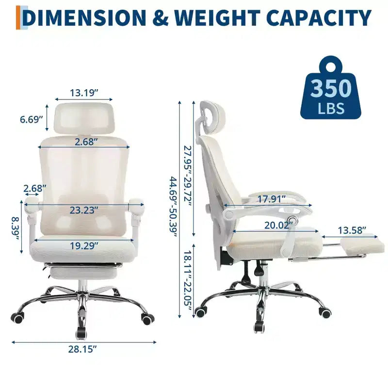 Sedia da ufficio ergonomica in rete, sedia da scrivania per computer da casa con poggiatesta e schienale regolabili, comodo supporto lombare con ruote girevoli a 360°