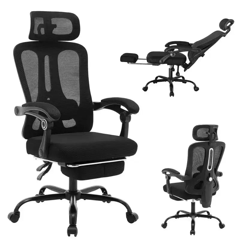 Sedia da ufficio ergonomica in rete, sedia da scrivania per computer da casa con poggiatesta e schienale regolabili, comodo supporto lombare con ruote girevoli a 360°