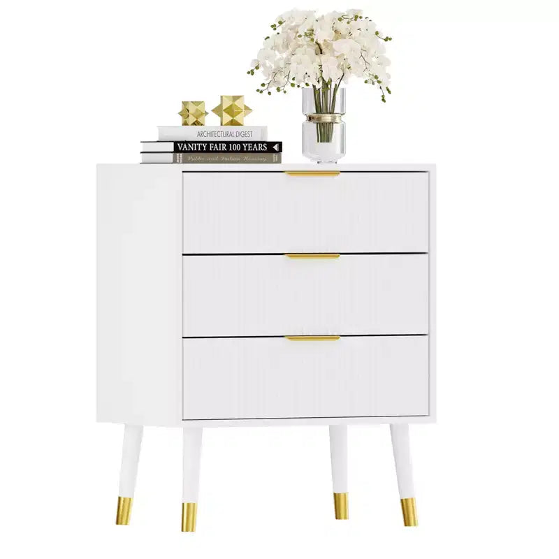 Commode à 4 tiroirs pour chambre à coucher, commode de rangement moderne, unité de rangement avec tiroirs, petite table de chevet cannelée