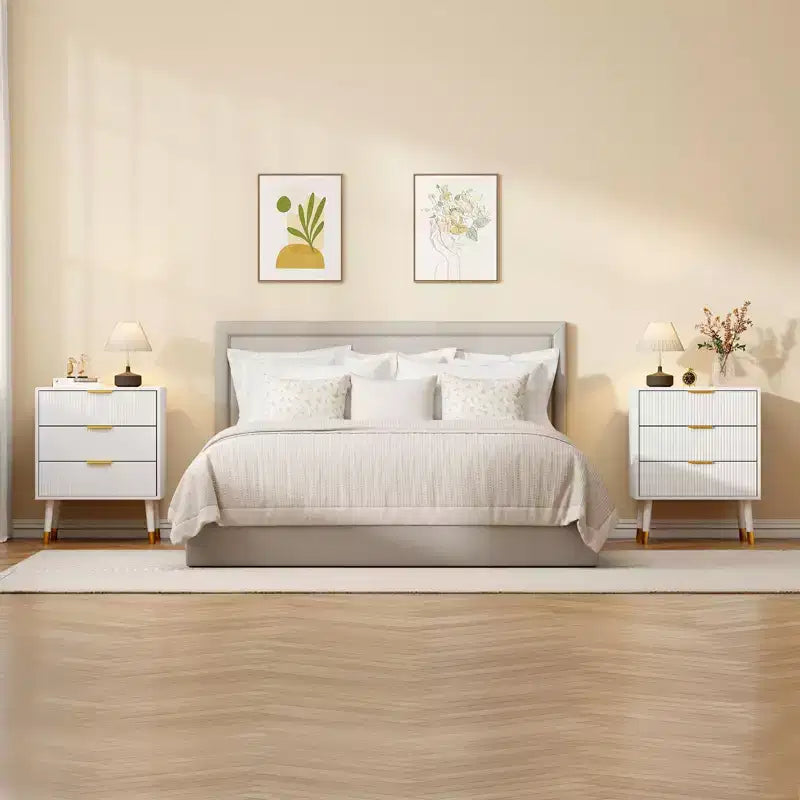 Commode à 4 tiroirs pour chambre à coucher, commode de rangement moderne, unité de rangement avec tiroirs, petite table de chevet cannelée