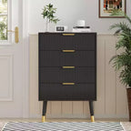 Commode à 4 tiroirs pour chambre à coucher, commode de rangement moderne, unité de rangement avec tiroirs, petite table de chevet cannelée