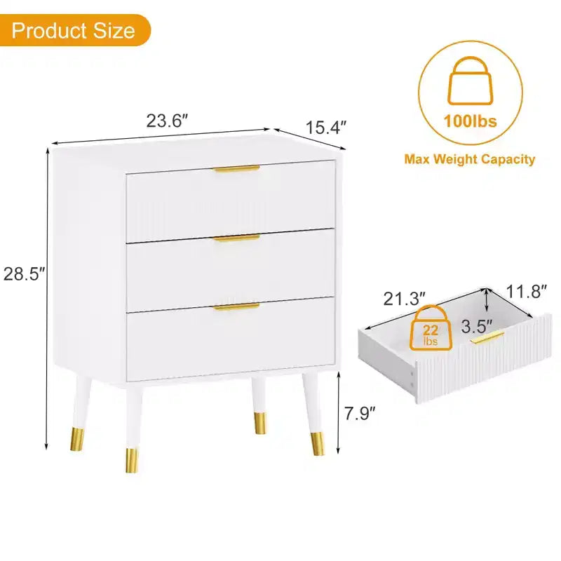 Commode à 4 tiroirs pour chambre à coucher, commode de rangement moderne, unité de rangement avec tiroirs, petite table de chevet cannelée