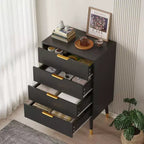 4 Drawer Dresser for Bedroom, Modern Closet Dressers Chest of Drawers, Storage Chest Cabinet Organizer Unit, Small Fluted Nightstand