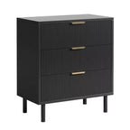 GustoWave 3 Drawer Dresser, 28'' Wide Chest of Drawers with Anti-Tipping Device, Tall Wood Nightstand with Storage and Metal Legs