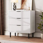 GustoWave Cassettiera a 3 cassetti, comò largo 71 cm con dispositivo antiribaltamento, comodino alto in legno con contenitore e gambe in metallo
