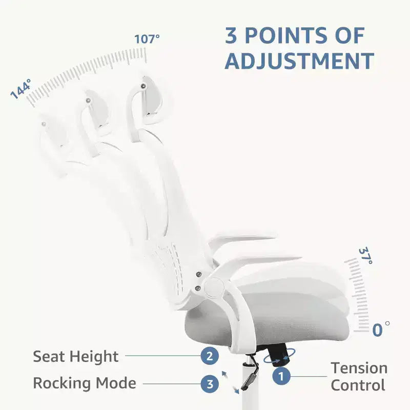 Sedia da ufficio ergonomica MAYEERTY - Schienale alto, ruote, braccioli ribaltabili, regolabile