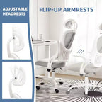 Sedia da ufficio ergonomica MAYEERTY - Schienale alto, ruote, braccioli ribaltabili, regolabile