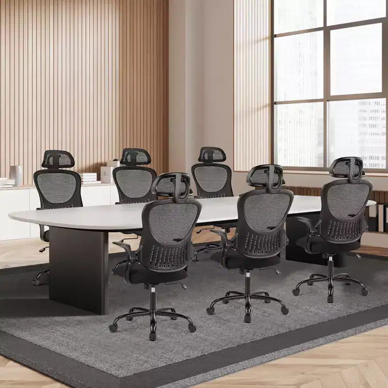 Sedia da ufficio ergonomica MAYEERTY - Schienale alto, ruote, braccioli ribaltabili, regolabile