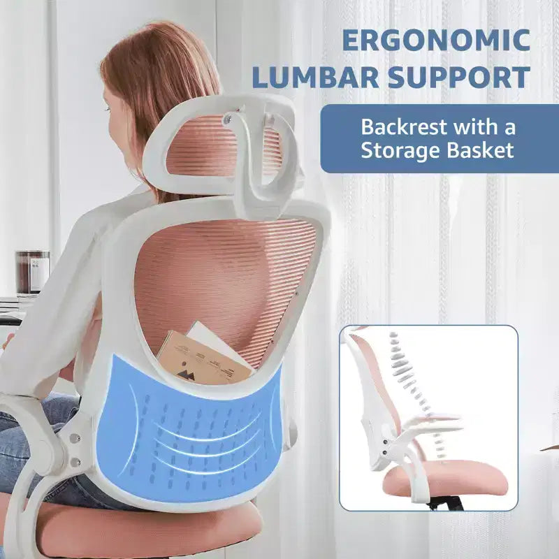 Sedia da ufficio ergonomica MAYEERTY - Schienale alto, ruote, braccioli ribaltabili, regolabile