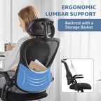 Sedia da ufficio ergonomica MAYEERTY - Schienale alto, ruote, braccioli ribaltabili, regolabile