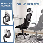 Sedia da ufficio ergonomica MAYEERTY - Schienale alto, ruote, braccioli ribaltabili, regolabile