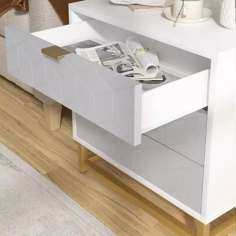 Cassettiera Zstar a tre cassetti per camera da letto con gambe in metallo