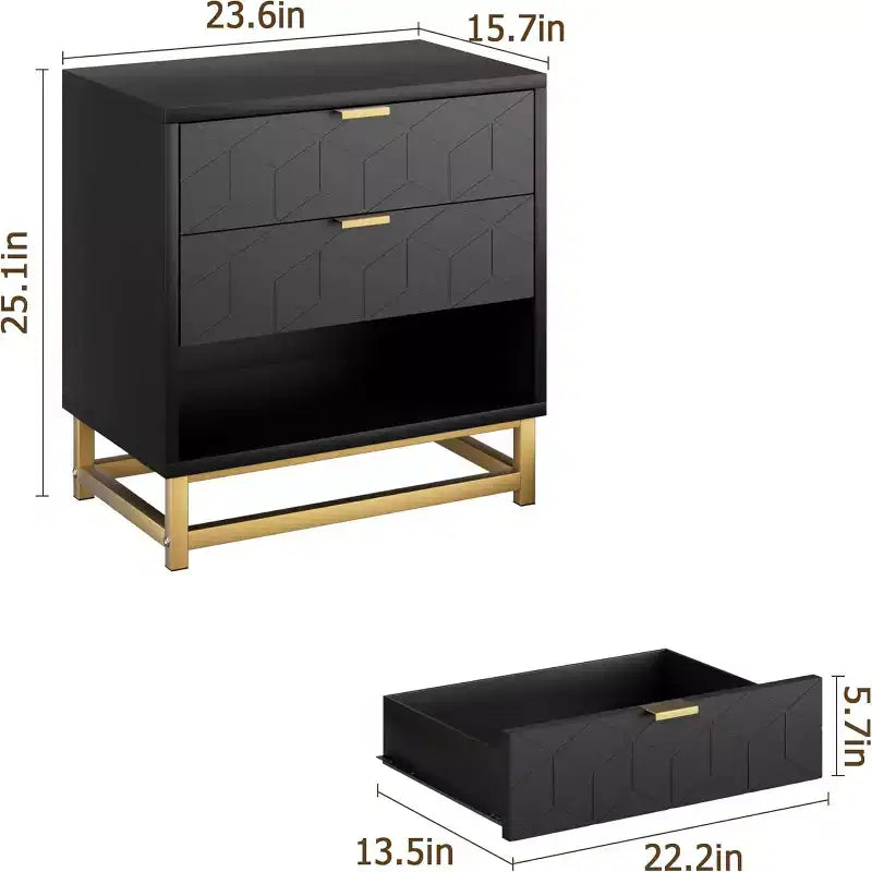 Cassettiera Zstar a tre cassetti per camera da letto con gambe in metallo