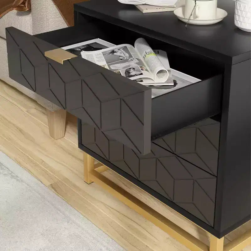 Cassettiera Zstar a tre cassetti per camera da letto con gambe in metallo