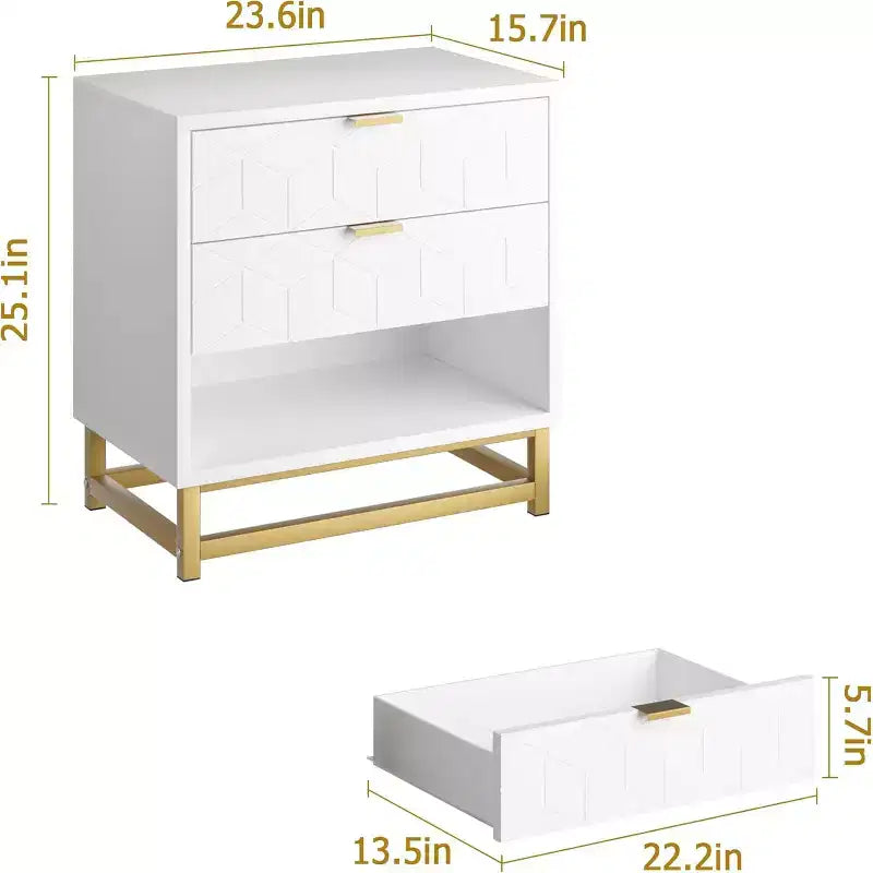 Cassettiera Zstar a tre cassetti per camera da letto con gambe in metallo