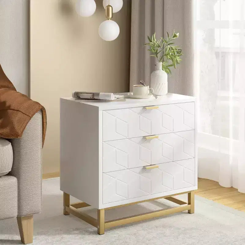 Cassettiera Zstar a tre cassetti per camera da letto con gambe in metallo