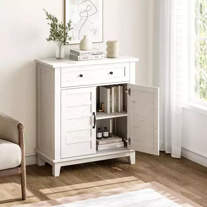 Meuble de rangement de style ferme à 3 étagères réglables (7 hauteurs), organisateur rustique pour cuisine et salle à manger, armoire d'entrée multifonctionnelle