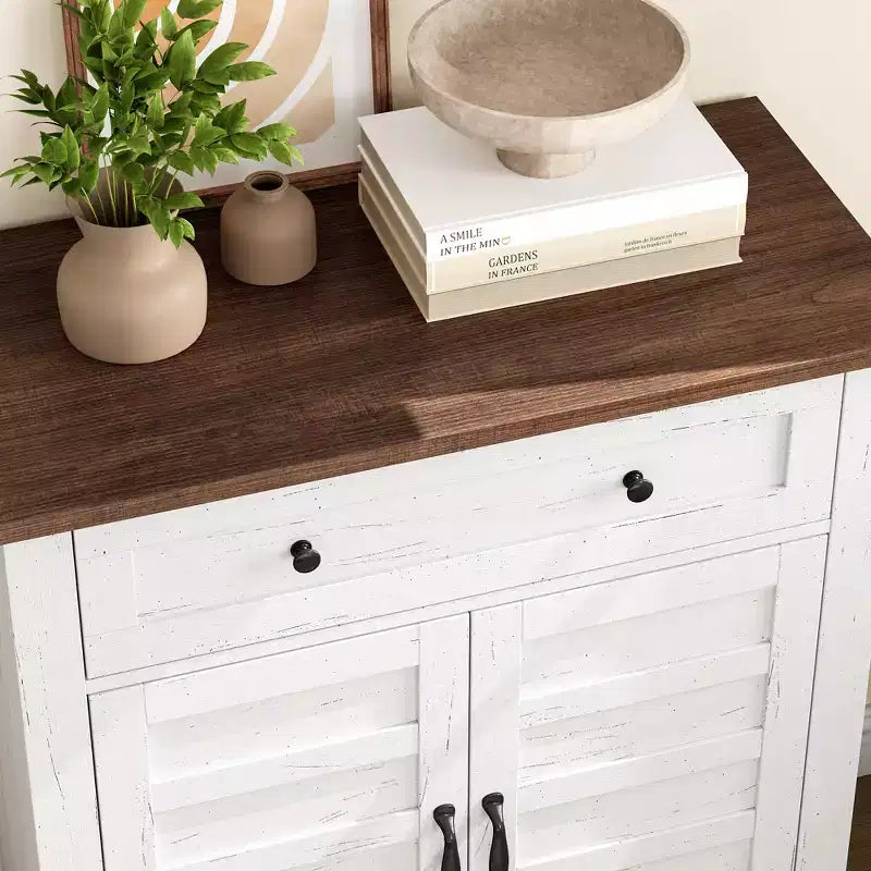 Meuble de rangement de style ferme à 3 étagères réglables (7 hauteurs), organisateur rustique pour cuisine et salle à manger, armoire d'entrée multifonctionnelle