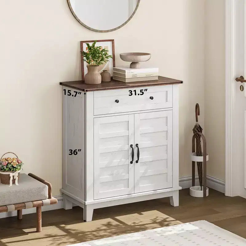 Meuble de rangement de style ferme à 3 étagères réglables (7 hauteurs), organisateur rustique pour cuisine et salle à manger, armoire d'entrée multifonctionnelle