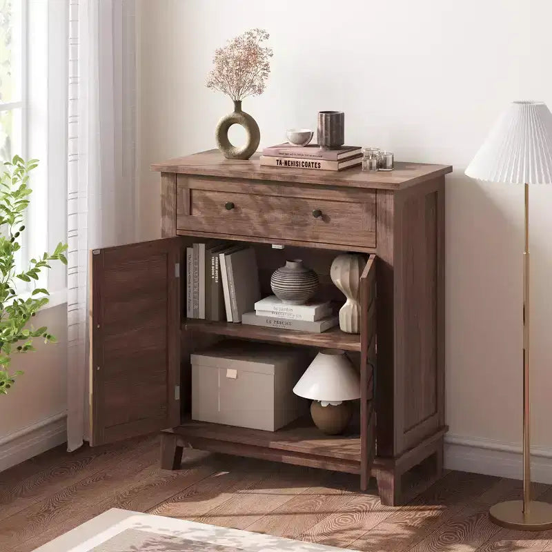 Meuble de rangement de style ferme à 3 étagères réglables (7 hauteurs), organisateur rustique pour cuisine et salle à manger, armoire d'entrée multifonctionnelle