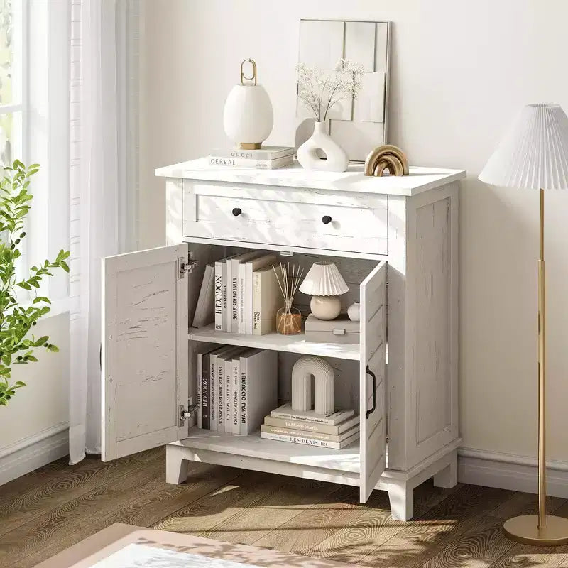 Meuble de rangement de style ferme à 3 étagères réglables (7 hauteurs), organisateur rustique pour cuisine et salle à manger, armoire d'entrée multifonctionnelle