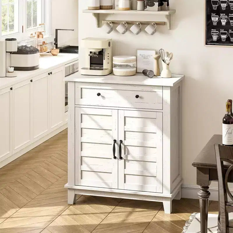 Meuble de rangement de style ferme à 3 étagères réglables (7 hauteurs), organisateur rustique pour cuisine et salle à manger, armoire d'entrée multifonctionnelle