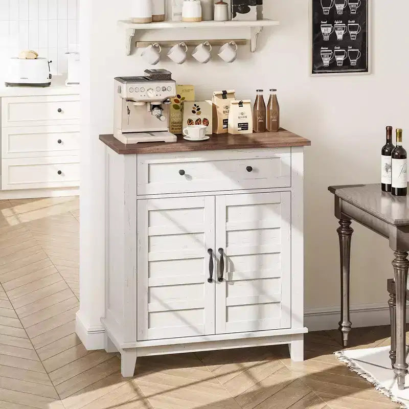 Meuble de rangement de style ferme à 3 étagères réglables (7 hauteurs), organisateur rustique pour cuisine et salle à manger, armoire d'entrée multifonctionnelle