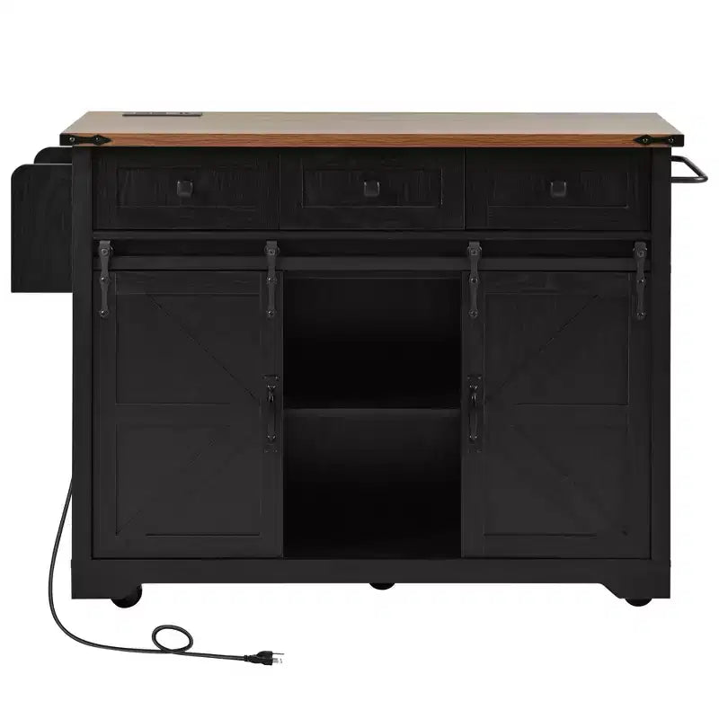 MAYEERTY Îlot de cuisine avec meuble de rangement pour poubelle